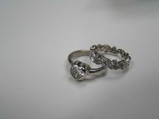 Heart Shaped Diamond Ring with Diamond Eternity Band Image