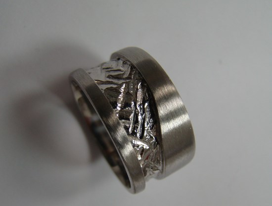 Brushed Sterling Silver Ring with Organic Texture Detail Image